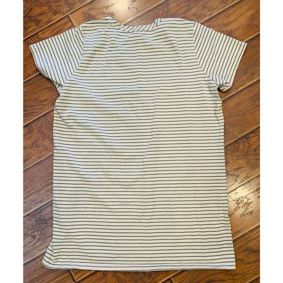 Buffalo David Bitton T-Shirt Dress XXL Beige Green Stripe Casual Midi Crew Neck - Picture 2 of 7